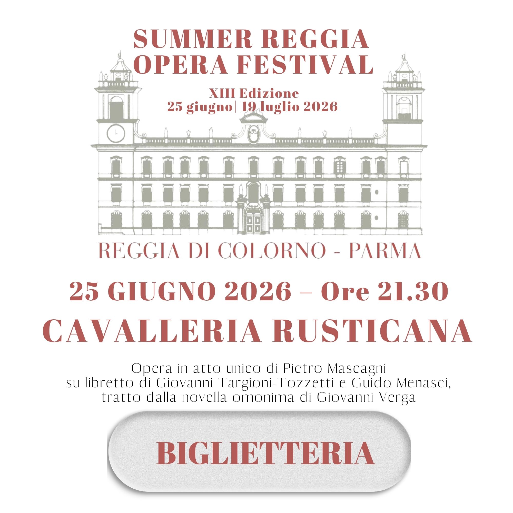 SUMMER REGGIA OPERA FESTIVAL XIII Edizione - CAVALLERIA RUSTICANA