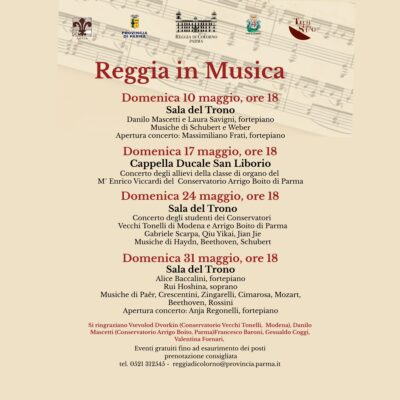 Reggia in Musica - Programma Maggio 2026